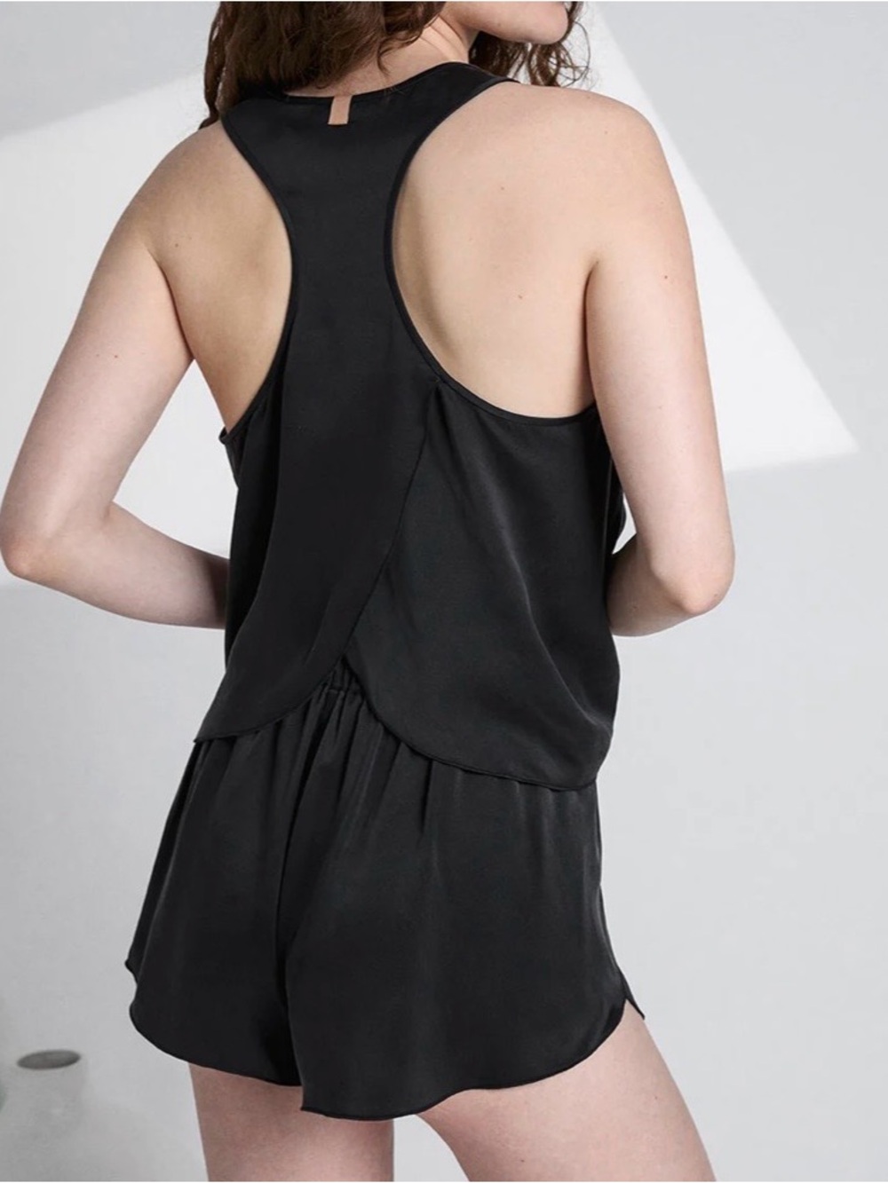 Lunya black washable silk PJ set